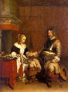 Gerard Ter Borch Soldier Offering a Young Woman Coins USA oil painting artist